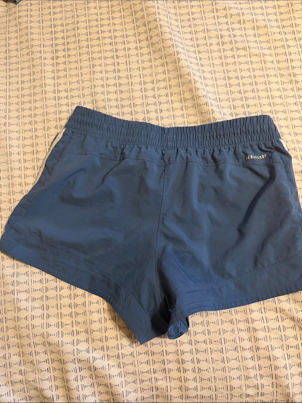 adidas Women's Blue Running Shorts with White Side Stripes - Picture 7 of 7